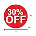 30% Percent Off Sales Labels Self Adhesive Stickers (Red White / 1