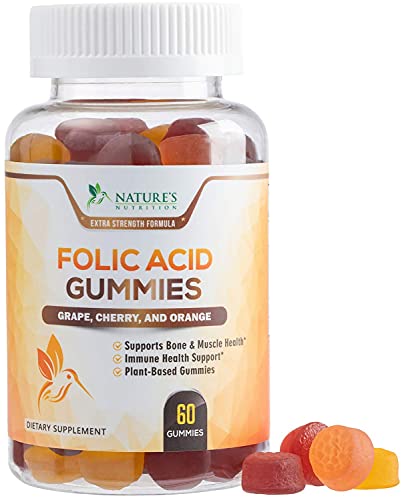 Folic Acid Gummies for Women 400mcg, Essential Support for Mom and Baby, Extra Strength Prenatal Vitamins, Chewable Folate Nutrition Supplement for Before, During, and After Pregnancy - 60 Gummies