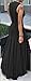 Bigyonger Women's Round Neck Slim Sleeveless Pleated Maxi Dress Black