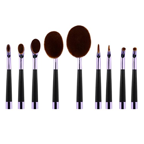 Sunfei 9Pcs Makeup ToothBrush Cosmetic Foundation Powder Brushes (Purple)
