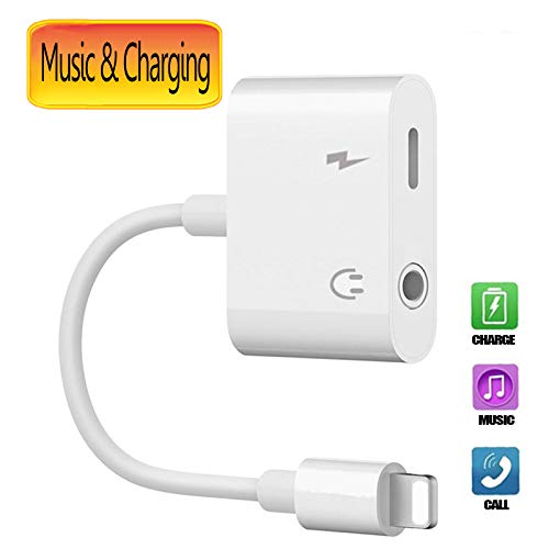 my-handy-design Jack Headphone Adapter Charger Compatible with Phone 8/8 Plus /7/7 Plus/X/XS/XS Max/XR Earphone Adapter Headphone Aux Audio & Connector Cable Support iOS 11 Later