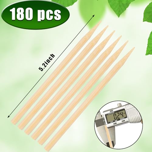 HANSGO 180PCS Candy Apple Skewers Sticks, Thickened Bamboo Sticks for Caramel Apple Semi-point Sticks Corn Dog Sticks Lollipop Sticks Sausage Meat Fruit Chocolate Fountain Skewers