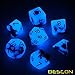 Bescon Two-Tone Glow-in-The-Dark Polyhedral Dice Set Blue Dawn, Luminous RPG Dice Set d4 d6 d8 d10 d12 d20 d% Brick Box Pack