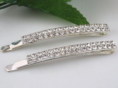 2pcs Clear Rhinestone Crystal Hair Barrette Clip Weddingll