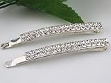 2pcs Clear Rhinestone Crystal Hair Barrette Clip Weddingll