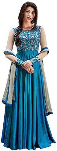 Georgette Gown (Sa60_Gn_3002_Blue_Free Size)