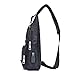 JOLLYCHIC Camouflage Crossbody Chest Sling Bag Travel Backpack with USB Charger Port (Black)