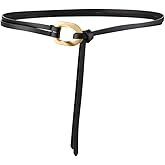 Block Garden Women Tie Leather Belt Gold Buckle Double Straps Waist Belts