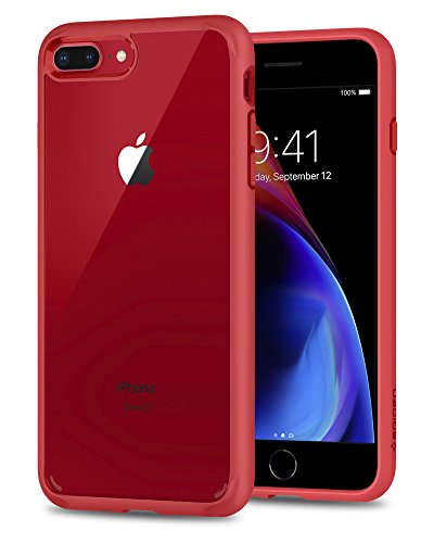 Spigen Ultra Hybrid [2nd Generation] iPhone 7 Plus Case/iPhone 8 Plus Case with Clear Backing Camera Protection and Air Cushion Technology for iPhone 7 Plus (2016) / iPhone 8 Plus (2017) - Red