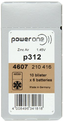 PowerOne Size 312 Hearing Aid Batteries - 50 x 6 packs = 300 pcs.