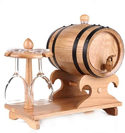 MY1MEY 5L Oak Barrel, Wooden Whiskey Barrel Dispenser with Cup Holder 100% Wooden Barrel for Storing Wine, Whiskey, Beer (Color : Natural, Size : 5L)