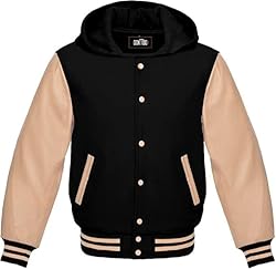 GOKTOG Hooded Varsity Jacket Women, Baseball