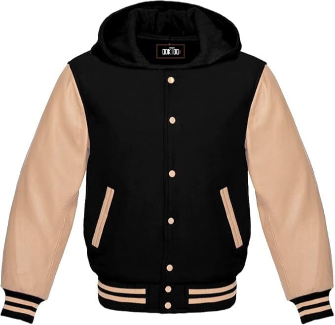 GOKTOG Hooded Varsity Jacket Women, Baseball