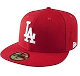 New Era MLB Los Angeles Dodgers Scarlet with White 59FIFTY Fitted Cap, 7 3/4