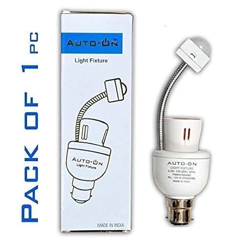 Auto-ON Light Electricity Saver Fixture Convert Any Bulb to Automatic (White)