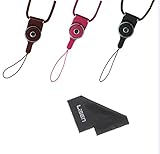 LISEN® Bundle of 3 pcs Detachable Neck Strap Band Lanyard for Cell Phone Camera iPod mp3 mp4 USB Flash Drive ID card badge other Electronic Devices+ 1 pcs Cleaning Cloth (Rainbow)