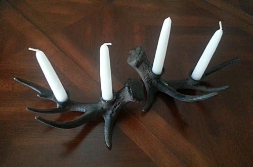 Cast Iron Deer Antler Candle Holder Set