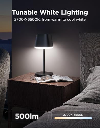 Govee Table Lamp Classic RGBICWW, Smart Cordless Lamp Work with Matter, Alexa and Google Assistant, with 72+ Scene Modes, 500Lm, 2700-6500K, Nightstand Lamp for Living Room, Bedrooom and Office