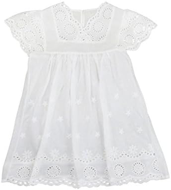 Leedford Baby Dress Kids Baby Girls Floral Print Lace Princess Hollow Dress Clothes Sundress (White, 130)