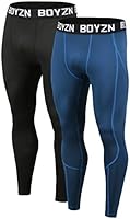 Boyzn Men's 2 Pack Sports Compression Pants Cool Dry Active Base Layer Tights Workout Running Leggings