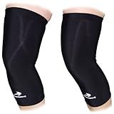 Padded Knee Sleeves for Kids (1 Pair/Black S) Protective Compression Wear - Boys, Girls, Youth, Child Basketball Brace Support - Best to Strap & Wrap Knee for Volleyball, Football, Contact Sports