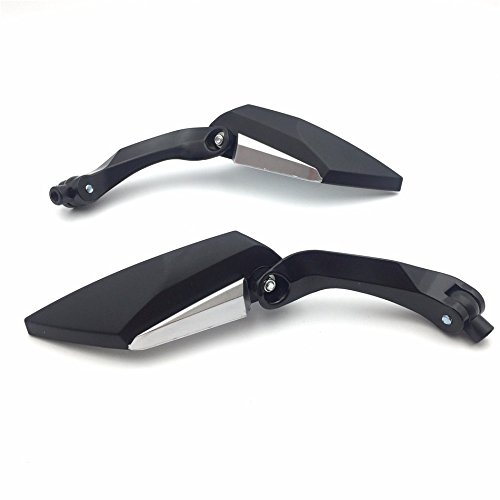HTT Motorcycle Black Diamond Blade Style Rearview Mirrors 8mm 10mm Fit All Motorcycle Standard Naked Street Bike with Standard Metric Screws 7/8" handlebar Honda CB1000R Shadow Valkyrie