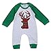 Canis Unisex Newborn Baby Boys Girls Christmas Romper Long Sleeve Lattice Deer Jumpsuit (12-18M, Green)