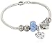 CHARMED BEADS Sterling Silver Blue Crystal Love and Family Bead Charm Bracelet, 7.5"