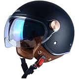 Motorhelm Dot Goedgekeurd Half Helm Heldere Zwarte Schedel Cap Open