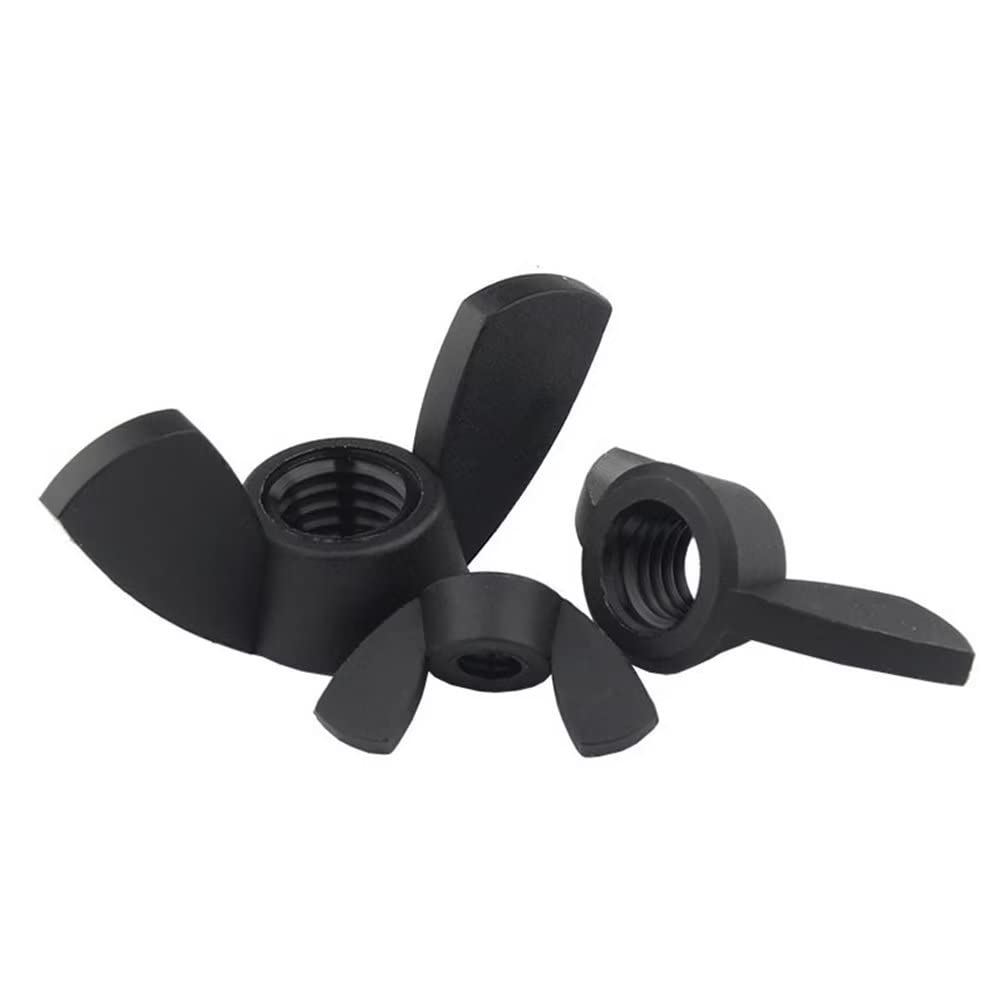 FEEIMOL Black Plastic Nylon Wing Nuts Thumb Nuts M8 (10 pcs)