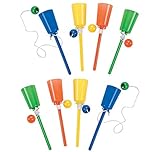 Plastic Cup And Ball Game - Pack Of 8 - 4 3/8 Inches Assorted Colors Fun Traditional Toy - For Kids Great Party Favors, Bag Stuffers, Fun, Gift, Prize, Piñata Fillers - By Kidsco