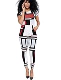 Aro Lora Women's Short Sleeve Geometric Street Long Pants Jumpsuits Rompers