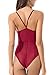 Mflying Women's Sexy Lace Deep V Neck Backless Mesh Bodysuit Thong Lingerie (Large, Wine Red)