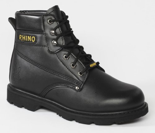 60S21 Rhino 6 Inch Steel Toe Safety Work Boot - Black,9.5 D(M) US,Black