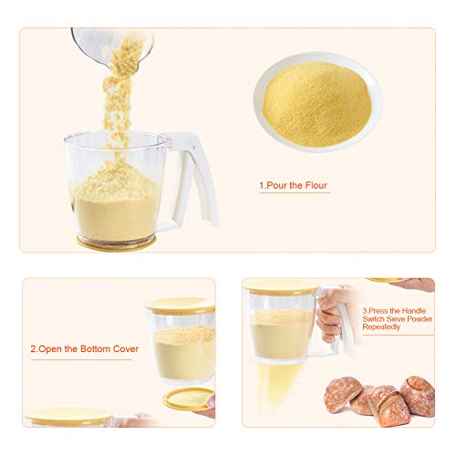 Flour Sifter,Plastic Flour Strainer Powder Mesh Sieve Baking Supplies