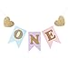 LXZS-BH Blue and Pink 1st Birthday Banner, Glitter