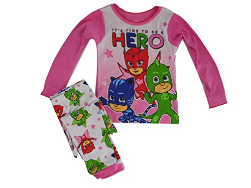 PJ Masks Girls Pajama Pant Shirt Set Pjmask Pink (4T)