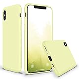 SURPHY iPhone Xs Max Silicone Case, Slim Liquid Silicone Protective Phone Case Cover (Full Body Thin Case with Microfiber Lining) Compatible with Apple iPhone Xs Max 6.5, Light Yellow