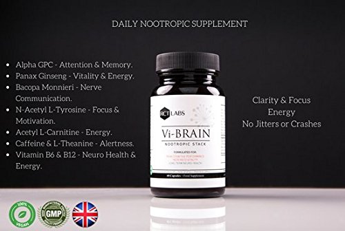 Vi-Brain Nootropic Focus Supplement - Daily Brain Food Providing Mental Stimulation and Stamina for Busy Professionals, Students & Athletes - Concentration Pills Nootropics Supplement - 30 Day Supply