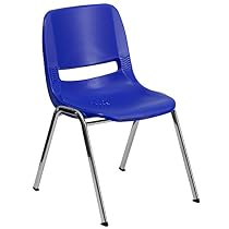 Flash Furniture Hercules Series 440 lb Capacity Navy Ergonomic Shell Stack Chair with Chrome Frame and 14