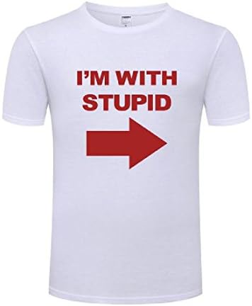 Sheng XiMen Basic Cotton Simple Short Sleeve I'm with Stupid Pullover Top T-Shirts 5 M