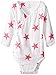 aden + anais Baby Girls' Newborn Muslin Long-Sleeve Kimono Bodysuit, Pink Star, 3-6 Months
