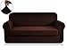 CHUN YI Stretch Loveseat Sofa Slipcover 2 Piece Sofa Cover, 2 Seater Couch Slipcover Soft Washable Furniture Covers, Medium, Chocolate