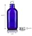 4 oz Cobalt Blue Glass Boston Round Bottles with Silver Metal Screw On Caps (6 pack) + Funnel and Labels