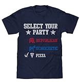 Vote Pizza Party T-Shirt | Navy Blue | Poly Cotton Blend - Medium
