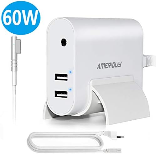 AMERIGUY Compatible MacBook Pro Charger, MacBook Charger 60W Magsafe L-Tip Power Adapter for MacBook and MacBook Air 11 inch & 13 inch - Made Before Mid 2012 (With UK Power Cord)