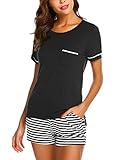 Ekouaer Womens Pajama Set Striped Short Sleeve Sleepwear Pjs Sets(S-XXL)