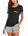 Ekouaer Womens Pajama Set Striped Short Sleeve Sleepwear Pjs Sets(S-XXL)