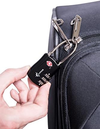 TSA Cable Lock for Luggage – Small 3 Dial Combination Padlock Ideal for Travel – Added Security for Suitcases and Backpacks