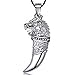 925 Sterling Silver Dragon Head Wolf Tooth Pendant Necklace 22 Inches Boyfriend Gift